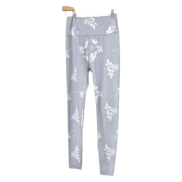 Anthropologie All Fenix Lottie Leggings Floral Light Lilac Gray High Rise Size S - Picture 12 of 13